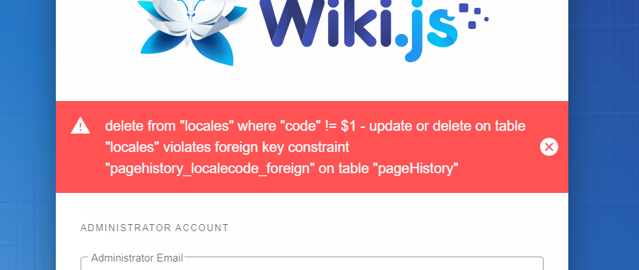 Docker Compose Wikijs Error